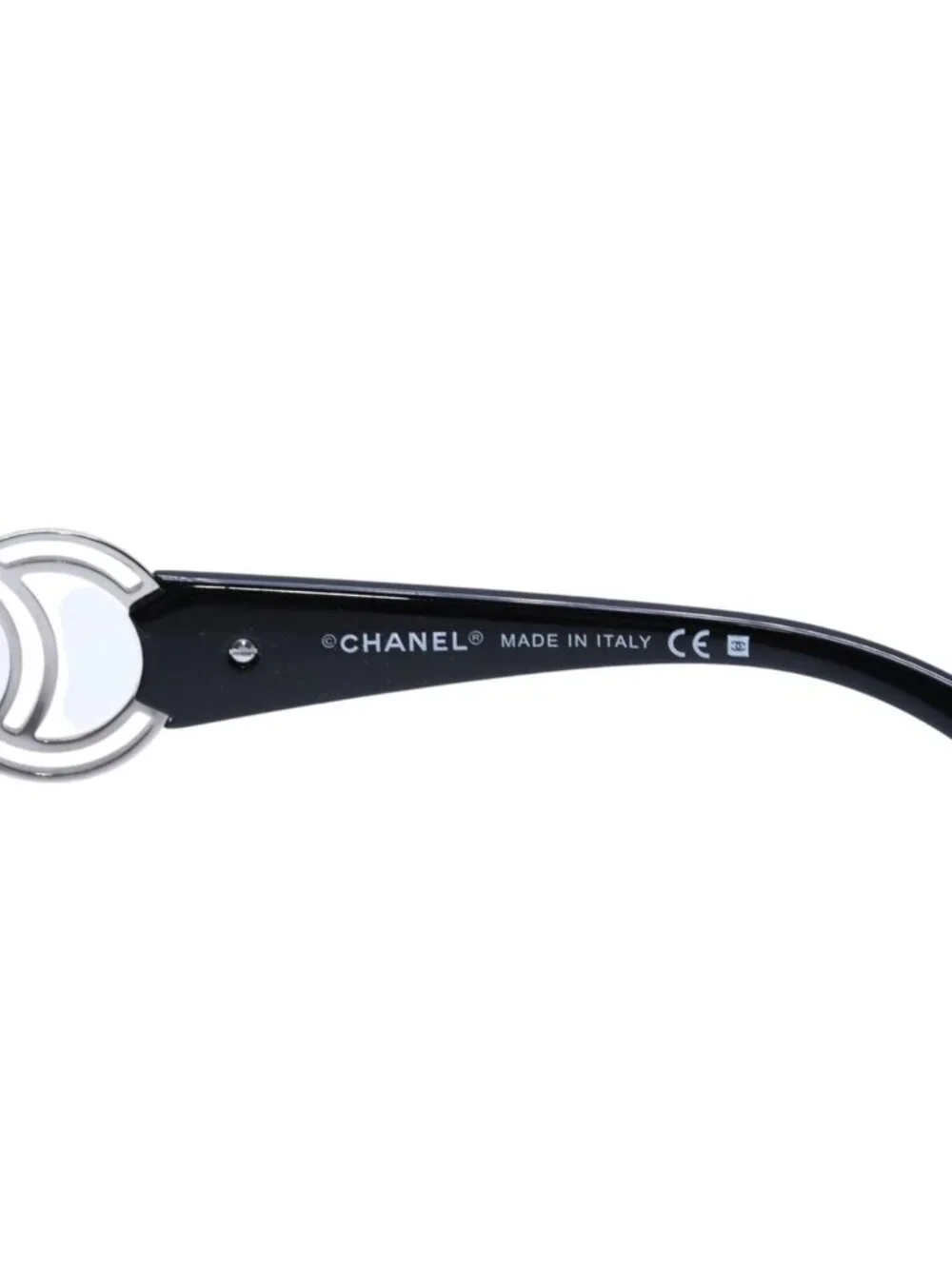 Chanel Shield Sunglasses Eyewear 125 CC Logo Black Silver